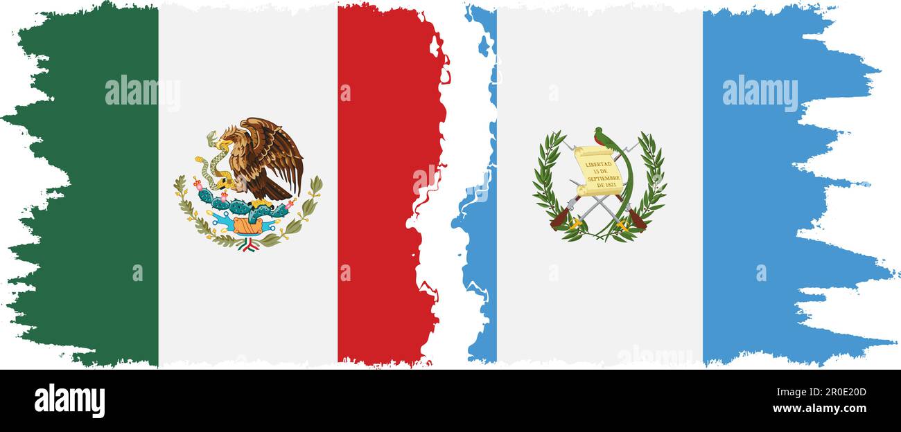 Guatemala and Mexico grunge flags connection, vector Stock Vector