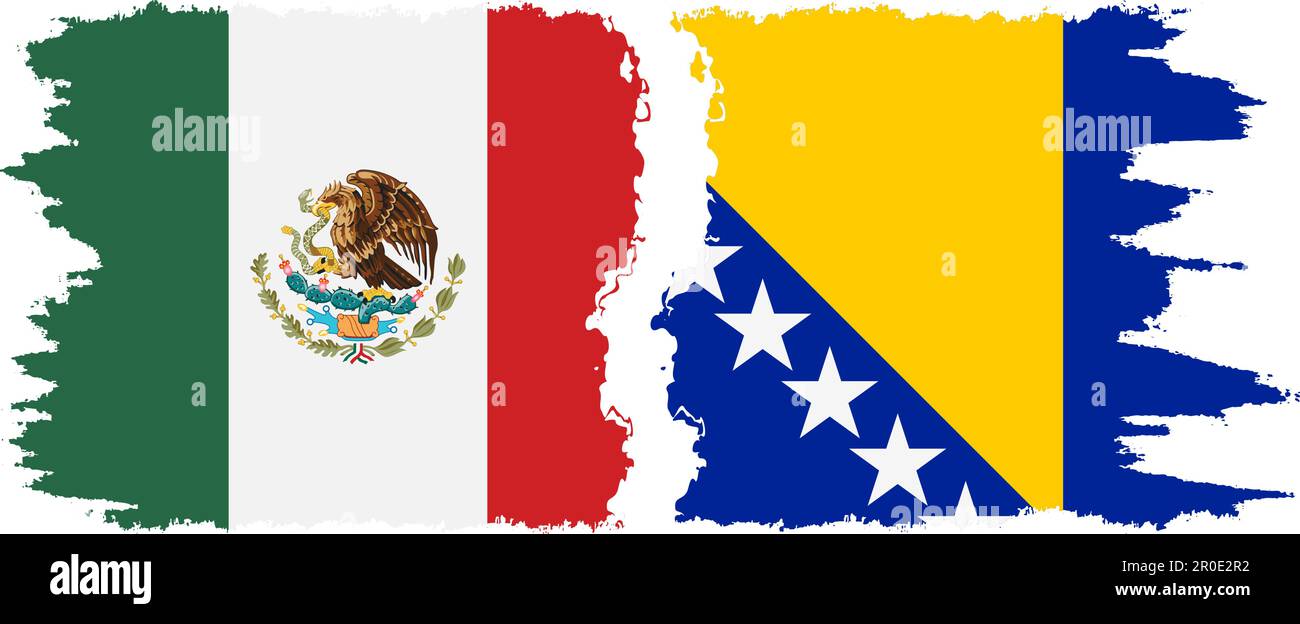 Bosnia and Herzegovina and Mexico grunge flags connection, vector Stock ...