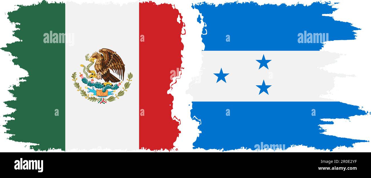 Honduras and Mexico grunge flags connection, vector Stock Vector Image ...