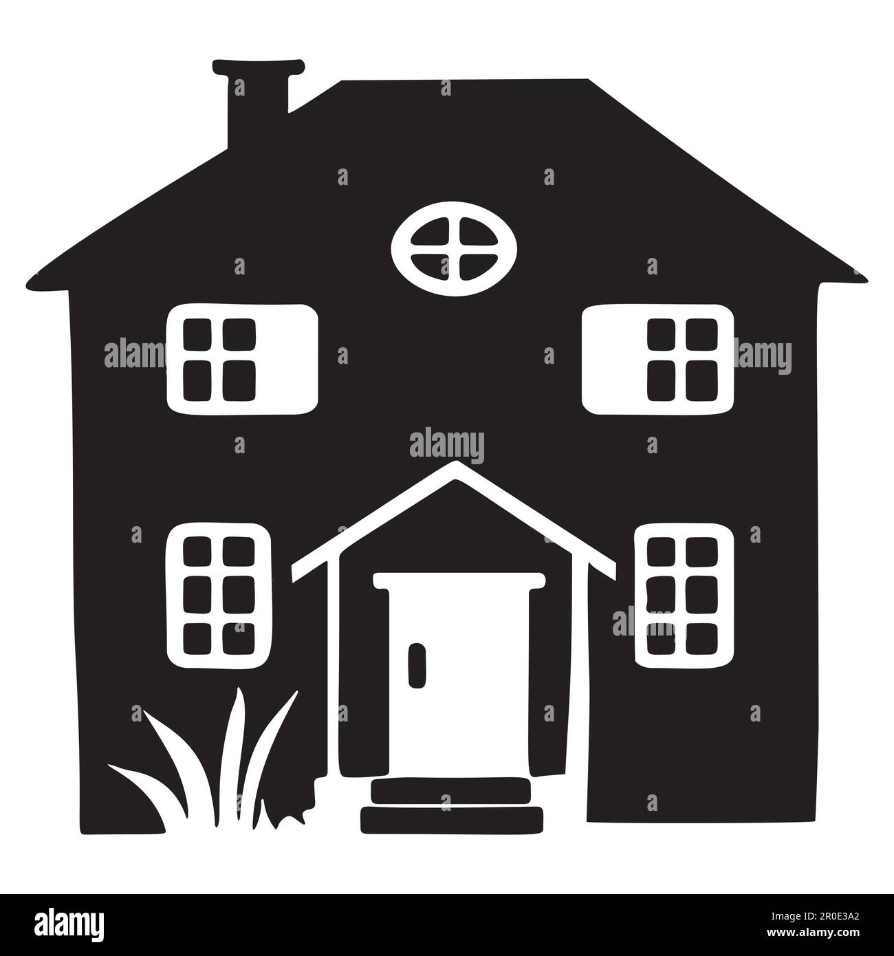 Cute rustic cottage motif in homestead vintage style. Vector illustration of whimsical rural country house.  Stock Vector