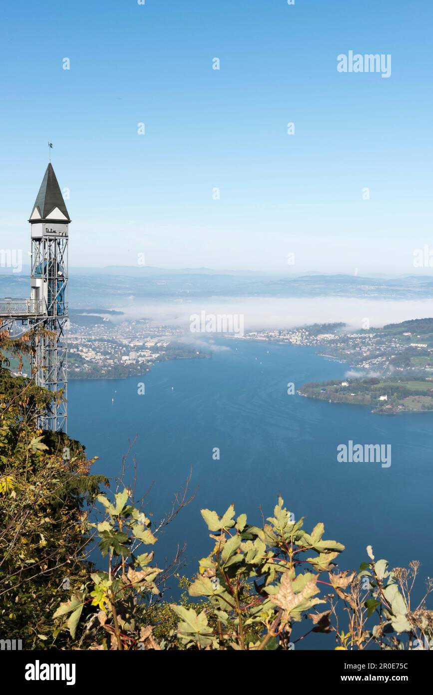 The Hammetschwand Lift (highest exterior elevator in Europe), Lucerne, Switzerland Stock Photo