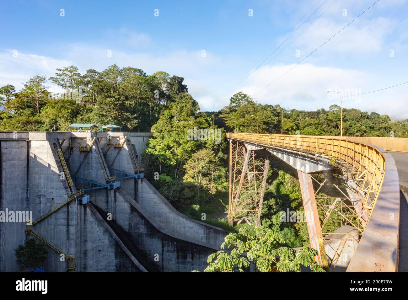 The Cachi dam wall for power generation, Valle de Orosi, Costa Rica, Central America Stock Photo