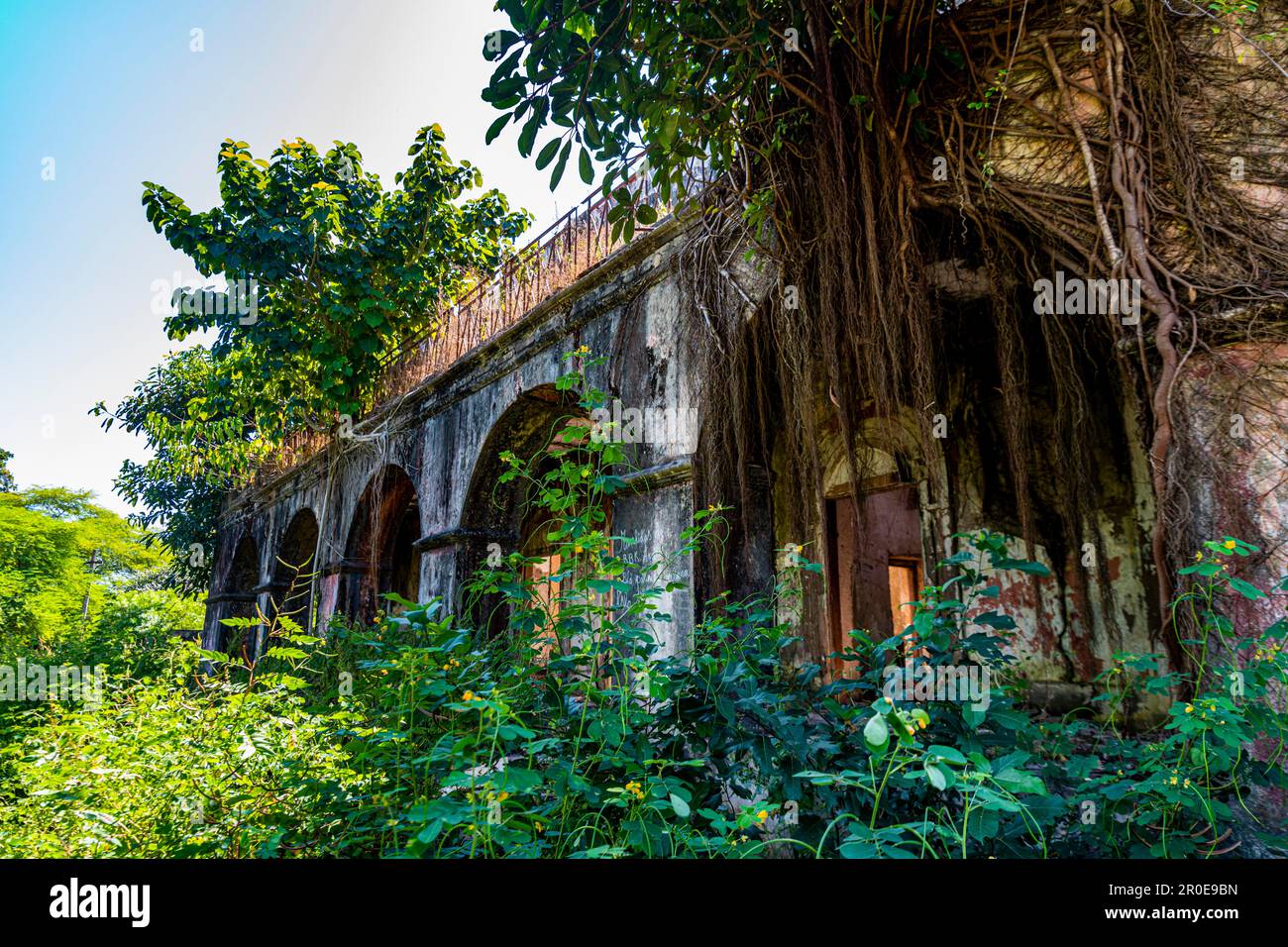 Dilapitated houses on Bubaque island, Bijagos archipelago, Guinea