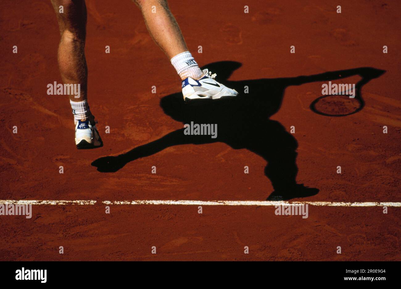 Tennis player at serve, Tennis, French Open Stock Photo
