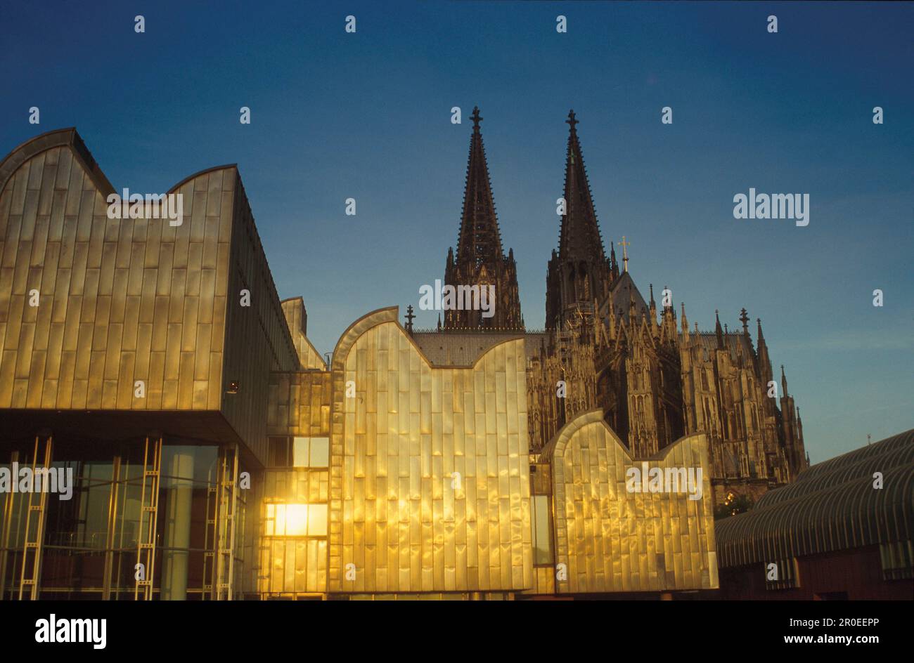 View of the Ludwig Museum and Cathedral, Cologne, North Rhine-Westphalia, Germany Stock Photo