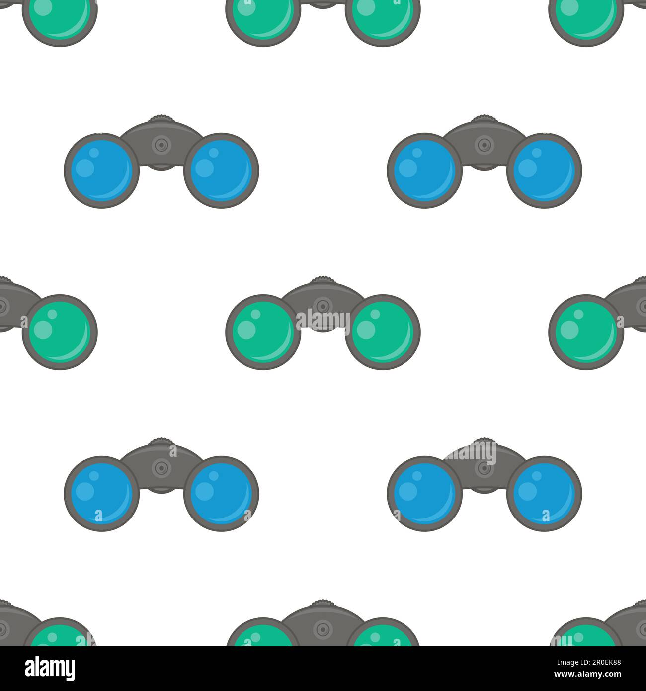 Vector Binoculars Icon Isolated on White Background. Optical Logo. Seamless Pattern. Stock Vector