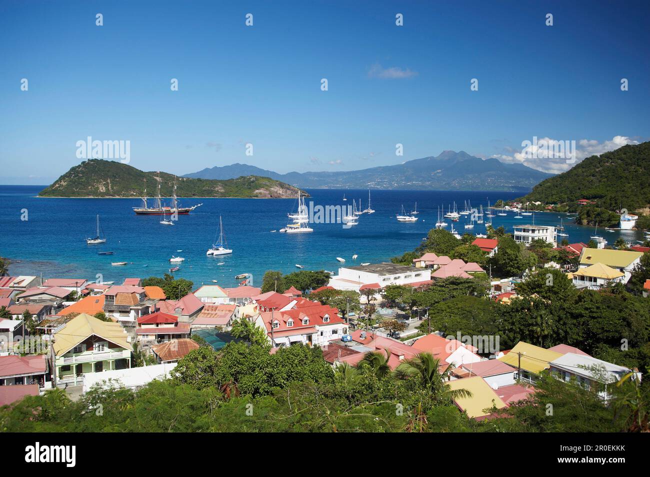Aerial view of Terre-de-Haute, Les Saintes Islands, Guadeloupe, Caribbean Sea, America Stock Photo