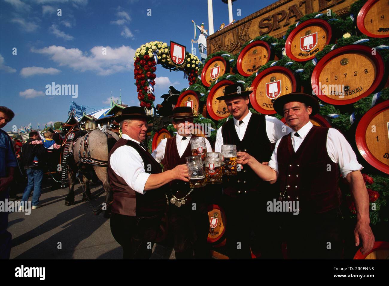 Spaten, Bierkutscher, Oktoberfest, Muenchen 1996 Bayern, Muenchen, Deutschland Stock Photo