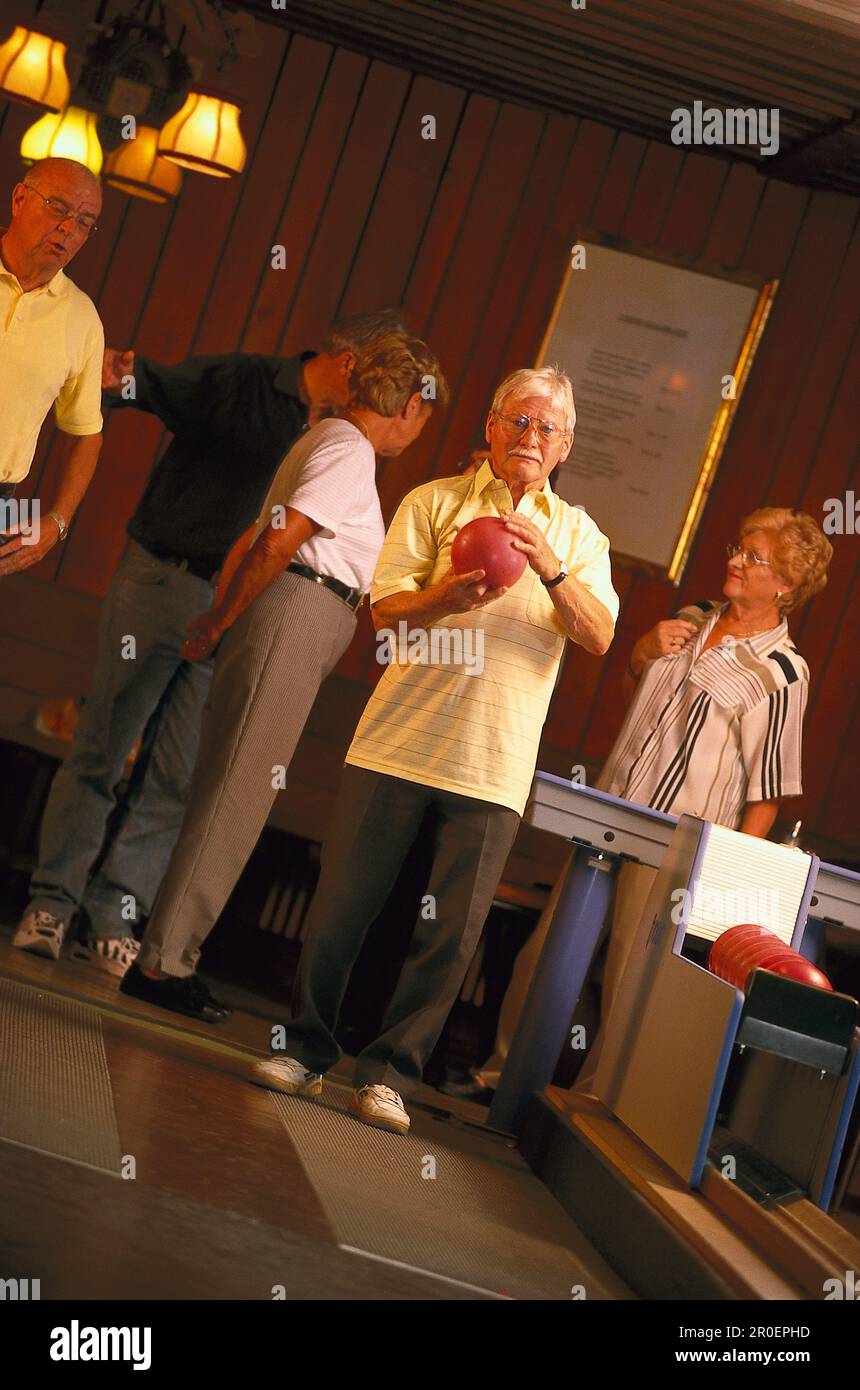 Bowling, Older Man, Senior citizen People Stock Photo Alamy