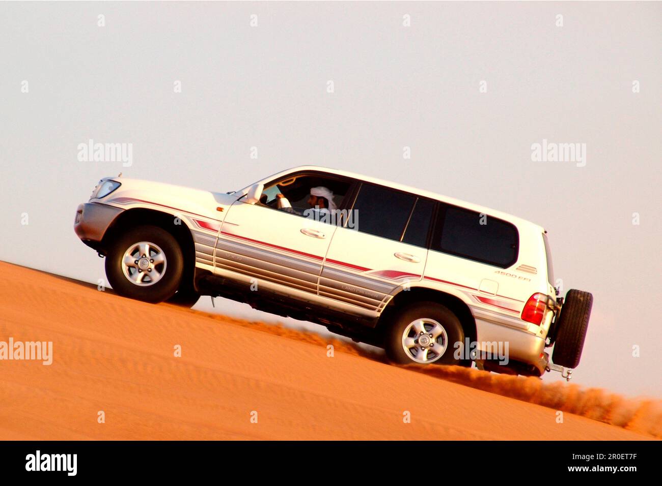 Jeep on a dune in the desert, Dubai, UAE, United Arab Emirates, Middle