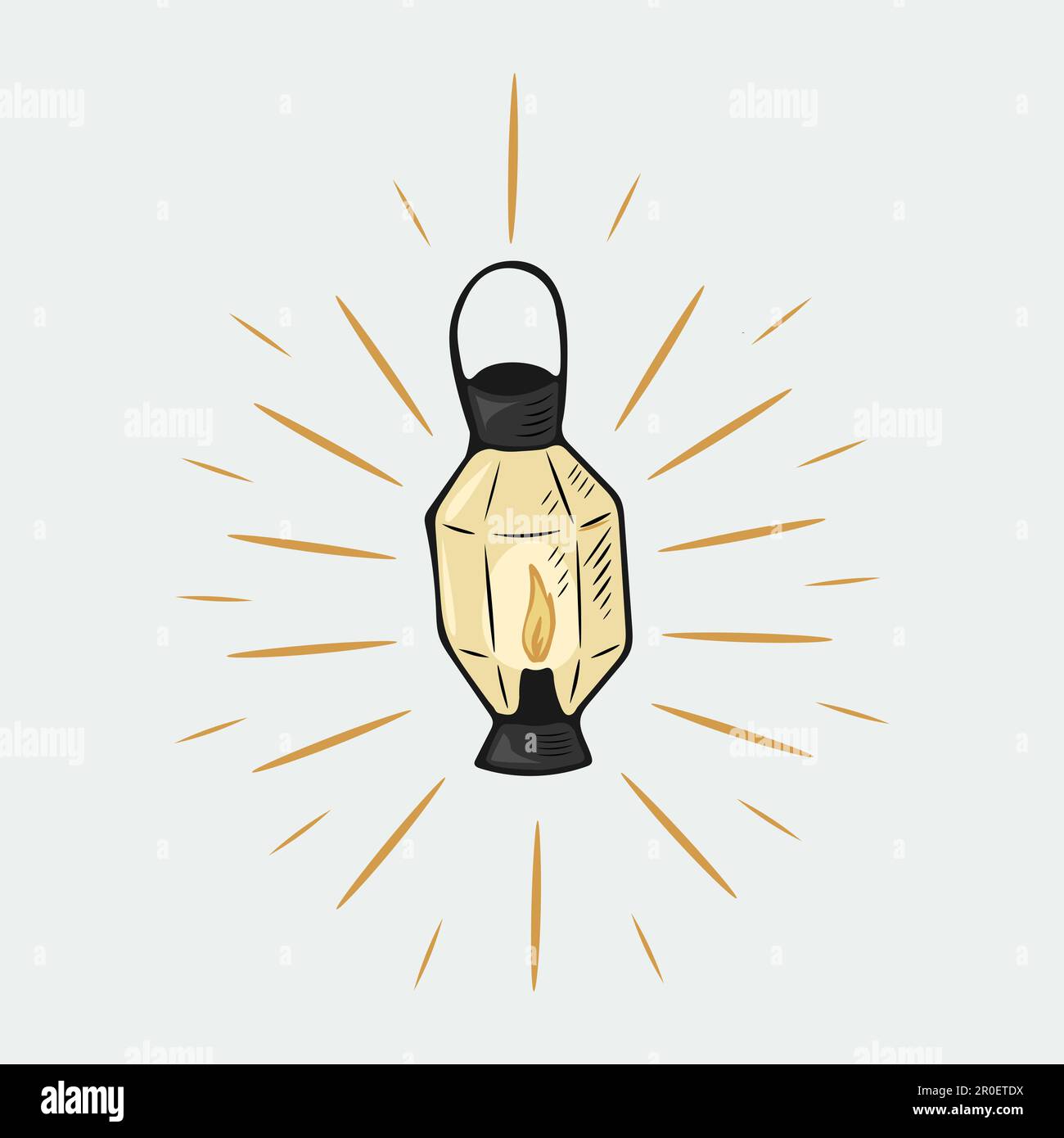 Handdrawn doodlestyle lantern with beams of light emanating from it vector illustration Stock