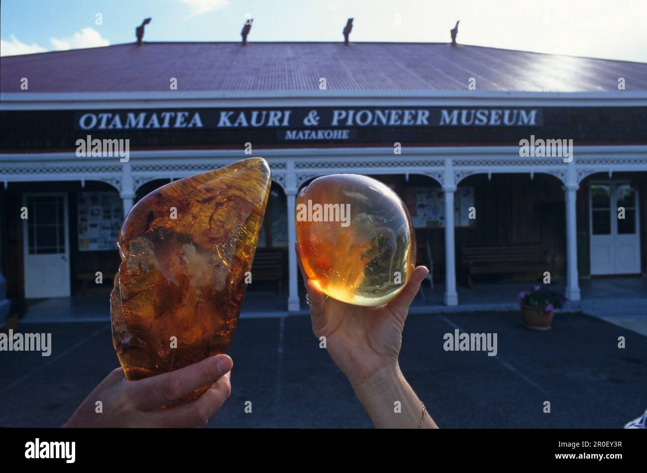 Kauri Museum, Matakohe, Kauri gum, in front of the Matakohe Museum in