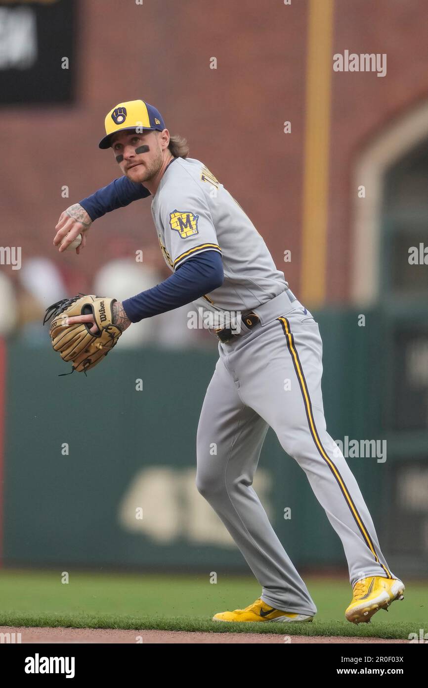 Milwaukee Brewers' Brice Turang during a baseball game against the San