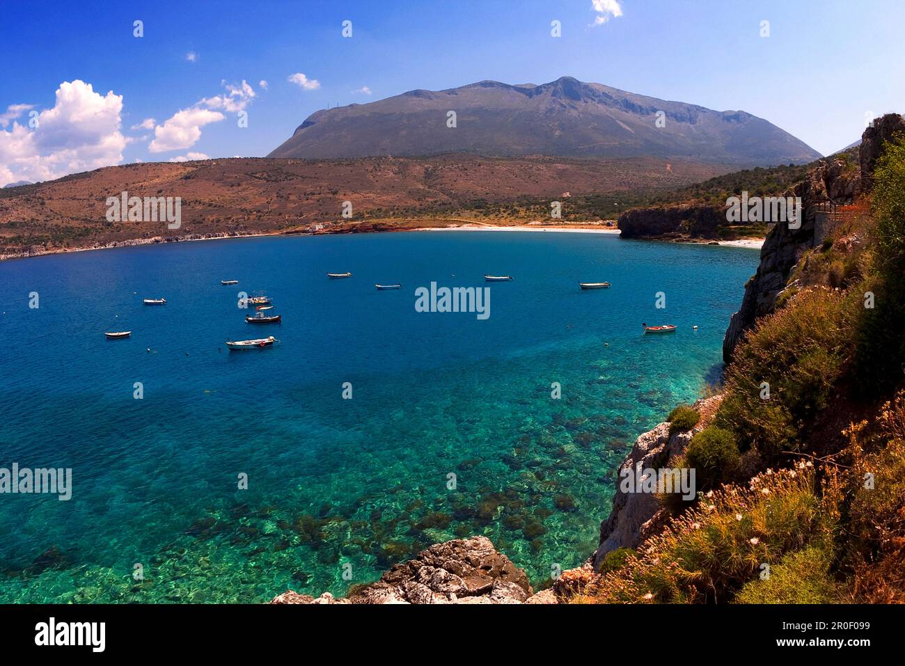 Bay at the caves of Dirou, Peloponnese, Greece Stock Photo