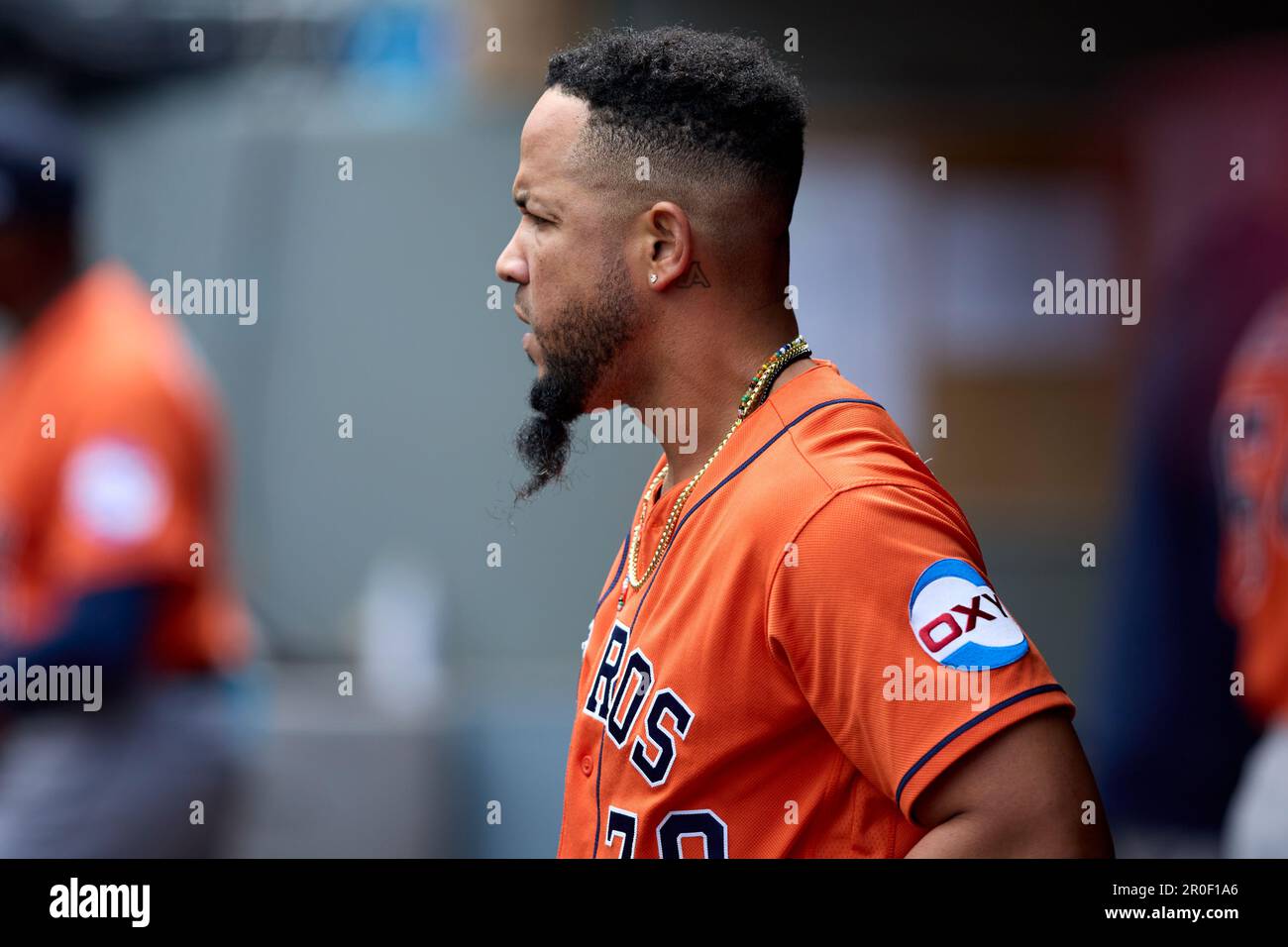 Houston Astros relief pitcher Bryan Abreu works against the Seattle  Mariners during a baseball game, Sunday, May 7, 2023, in Seattle. (AP  Photo/John Froschauer Stock Photo - Alamy