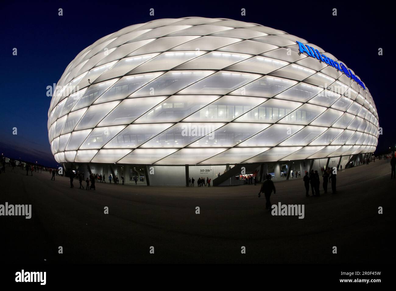 Colorful Lit Allianz Arena Football Stadium At Night Munich Bavaria Colorful Lit Allianz Arena Football Stadium At Night Munich Bavaria