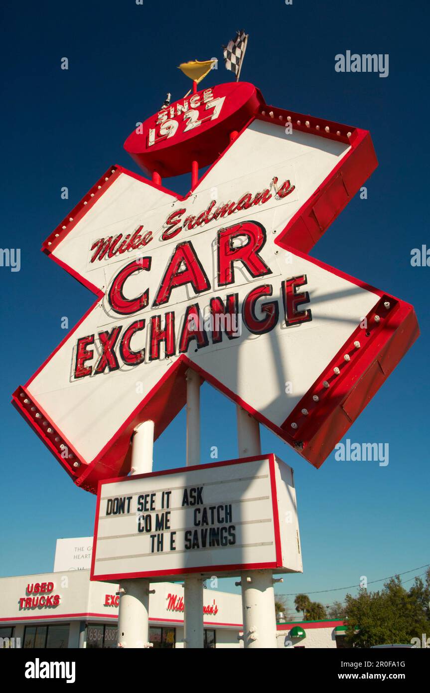 Neon Sign of Car Dealer in Cocoa Beach, Florida, USA Stock Photo Alamy