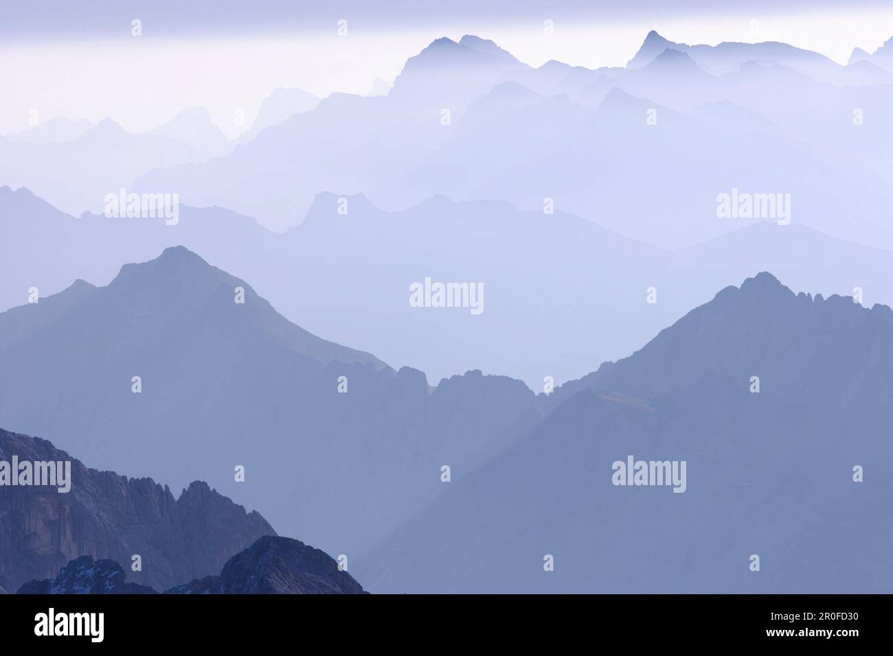 Panoramic view over the Zugspitze and Reintal, Bavaria, Germany Stock Photo