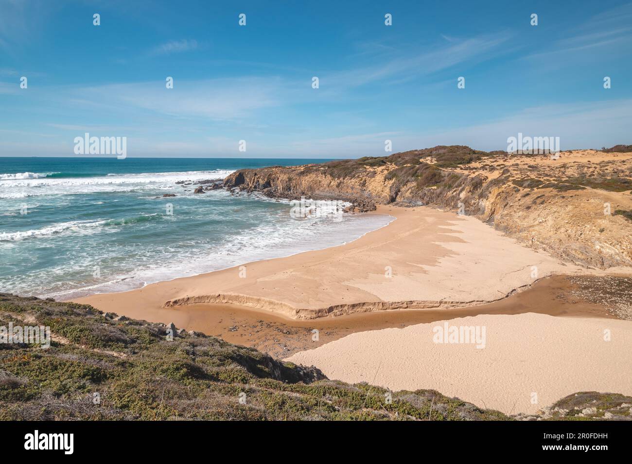 Beautiful beach Praia do Almograve in Odemira region, western Portugal