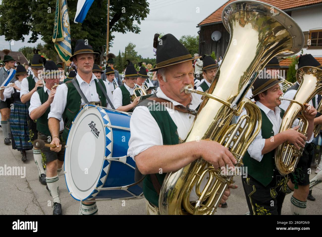 Brass Band, Königsdorf, Bavaria, Germany Stock Photo