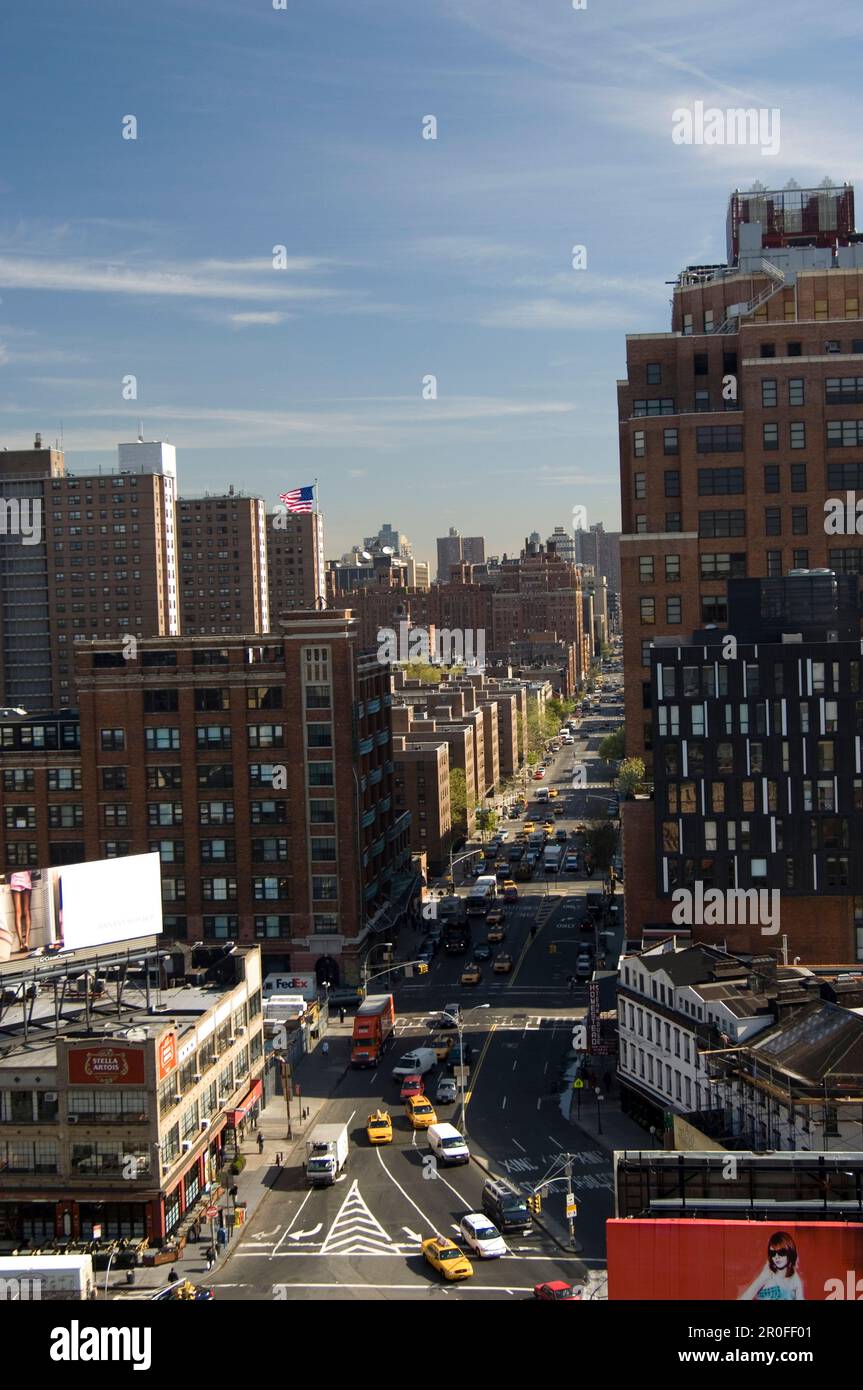 View from Gansevoort Hotel to 9th Avenue, Manhattan, New York Stock Photo