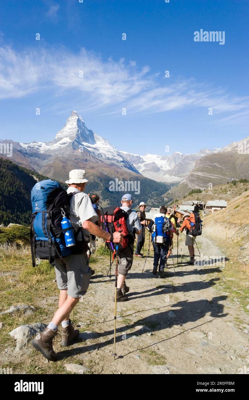 Group hikers arriving mountain hi-res stock photography and images - Alamy