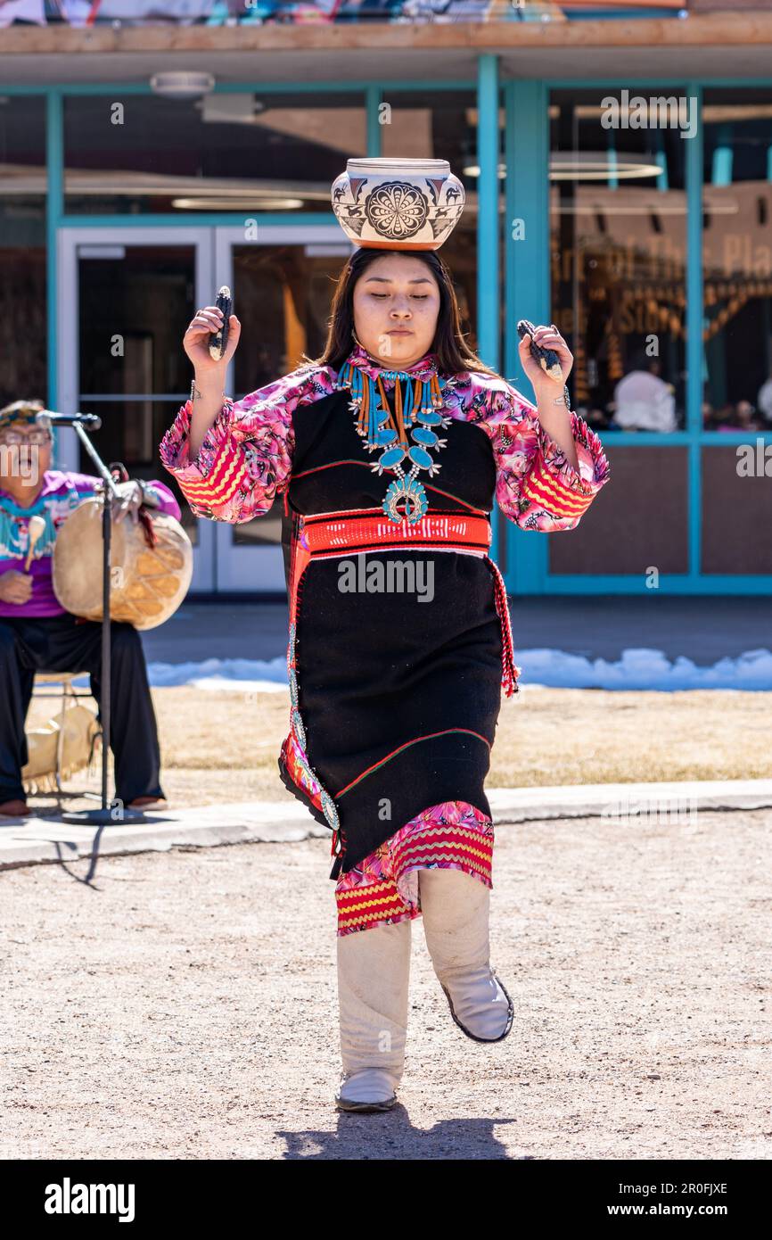 Traditional Zuni Dancing At Indian Pueblo Cultural Center In Albuquerque New Mexico Stock Photo