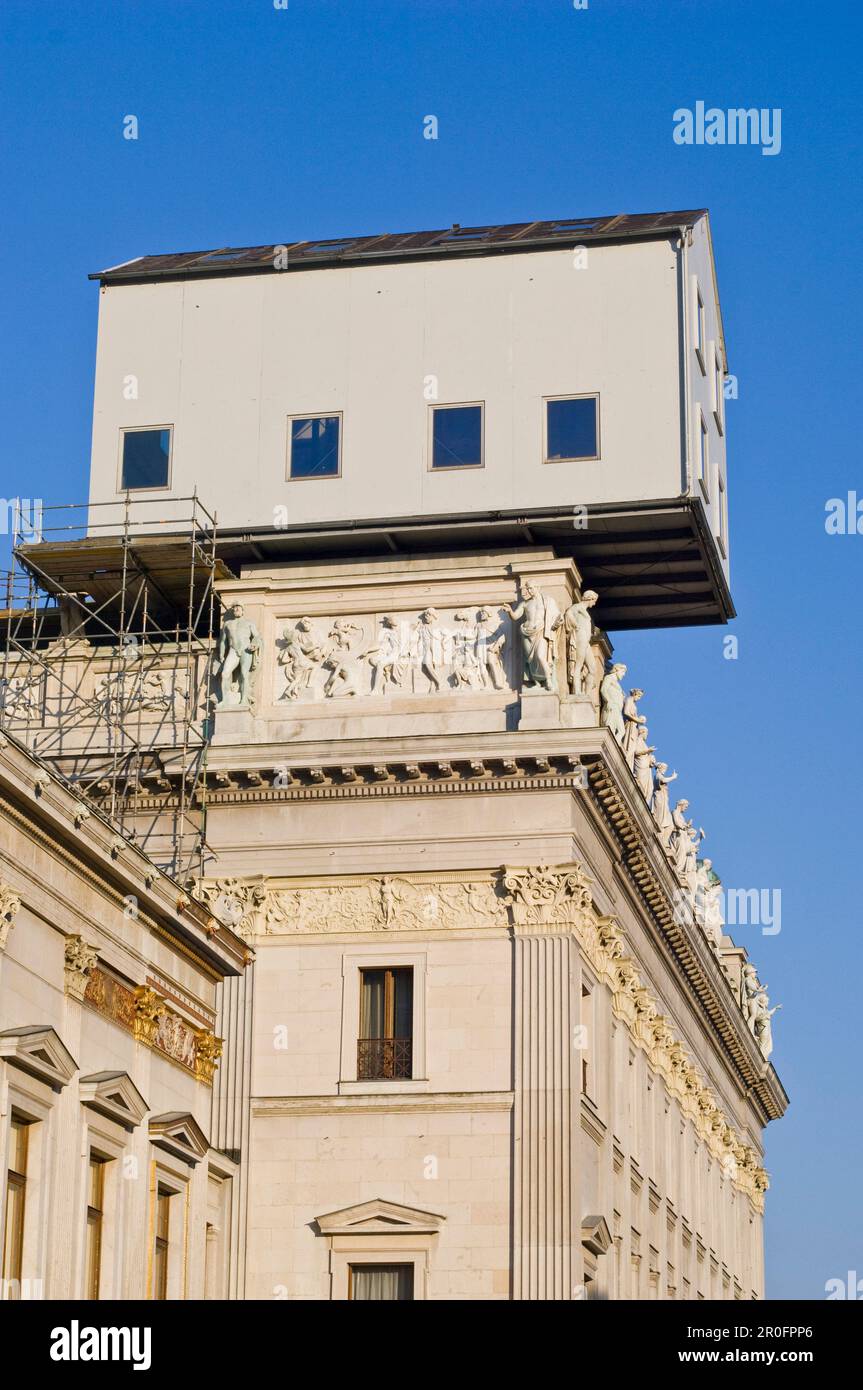Hut on roof of the Parliament Building during renovation works, Vienna, Austria Stock Photo