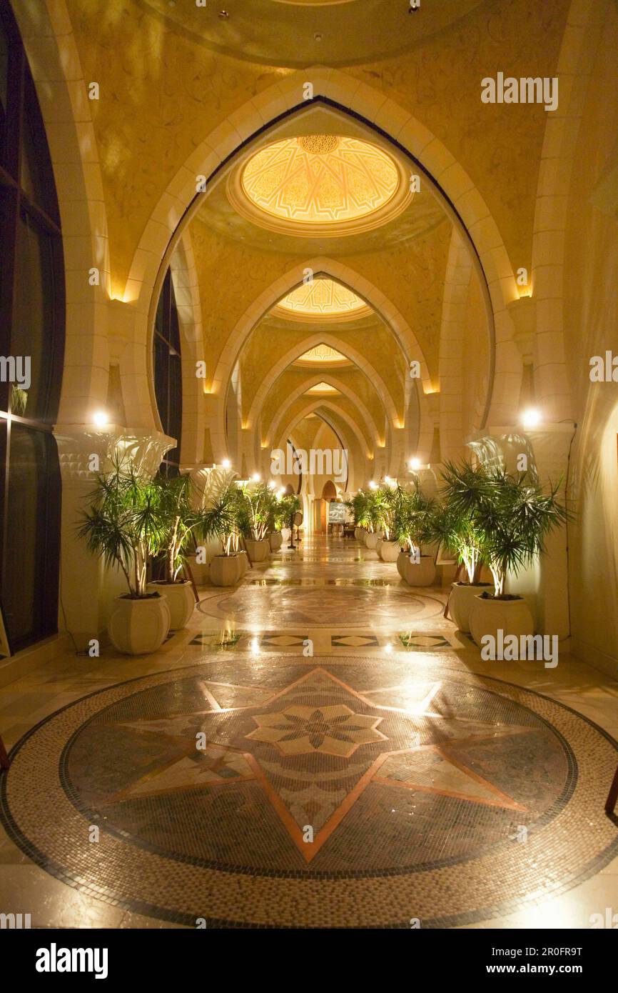 United Arab Emirates Dubai, One & Only Royal Mirage, Arabian court,  five star Hotel at Jumeirah ,luxery marble floor with mosaics, oriental style Stock Photo