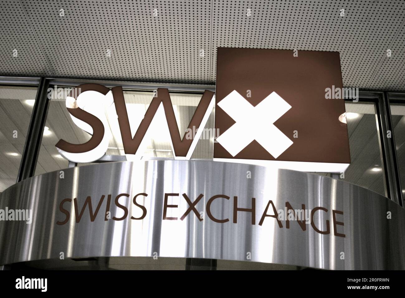 Switzerland, Zurich, stock exchange, swiss Exchange sign , entrance