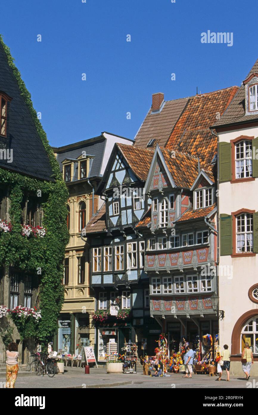 market square, old town, Quedlinburg, Saxony Anhalt, Harz mountains, Germany Stock Photo