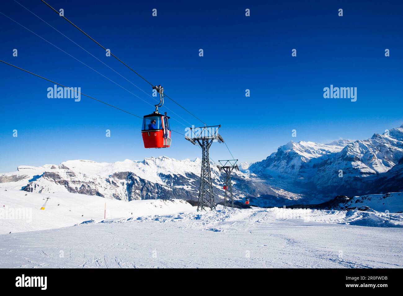 Gondola cable car Grindelwald-Maennlichen passing, Maennlichen ...