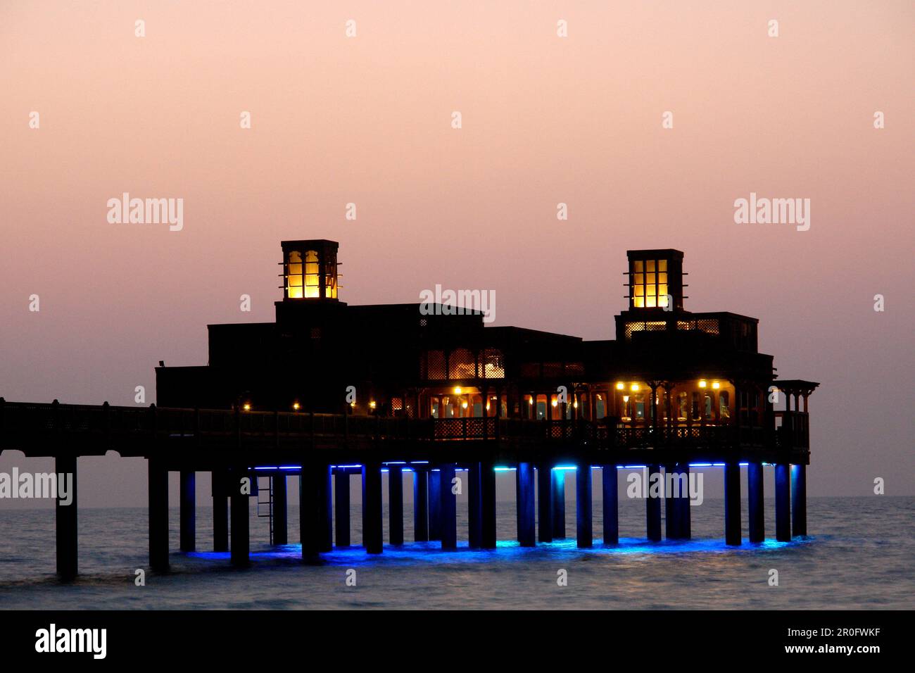 Al Qasr Hotel Pier Restaurant, Dubai, United Arab Emirates, UAE Stock Photo