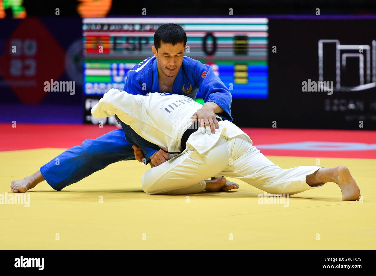 Doha, Qatar, 7 May 2023. Dilshodbek Baratov of Uzbekistan in action in