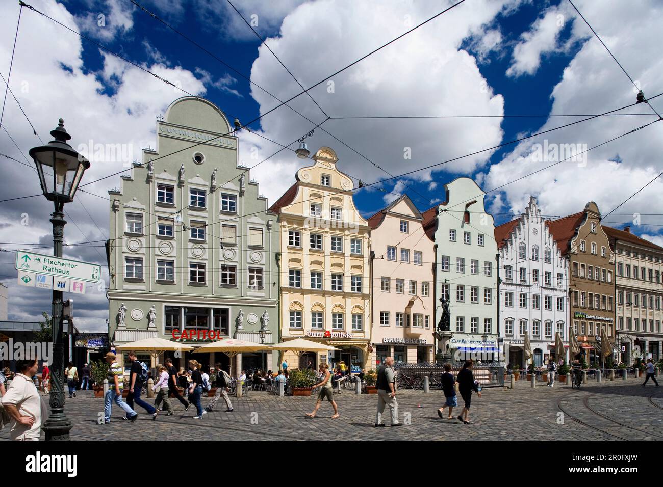 Moritzplatz, market square in the old town of Augsburg, Augsburg, Bavaria, Germany, Europe Stock Photo
