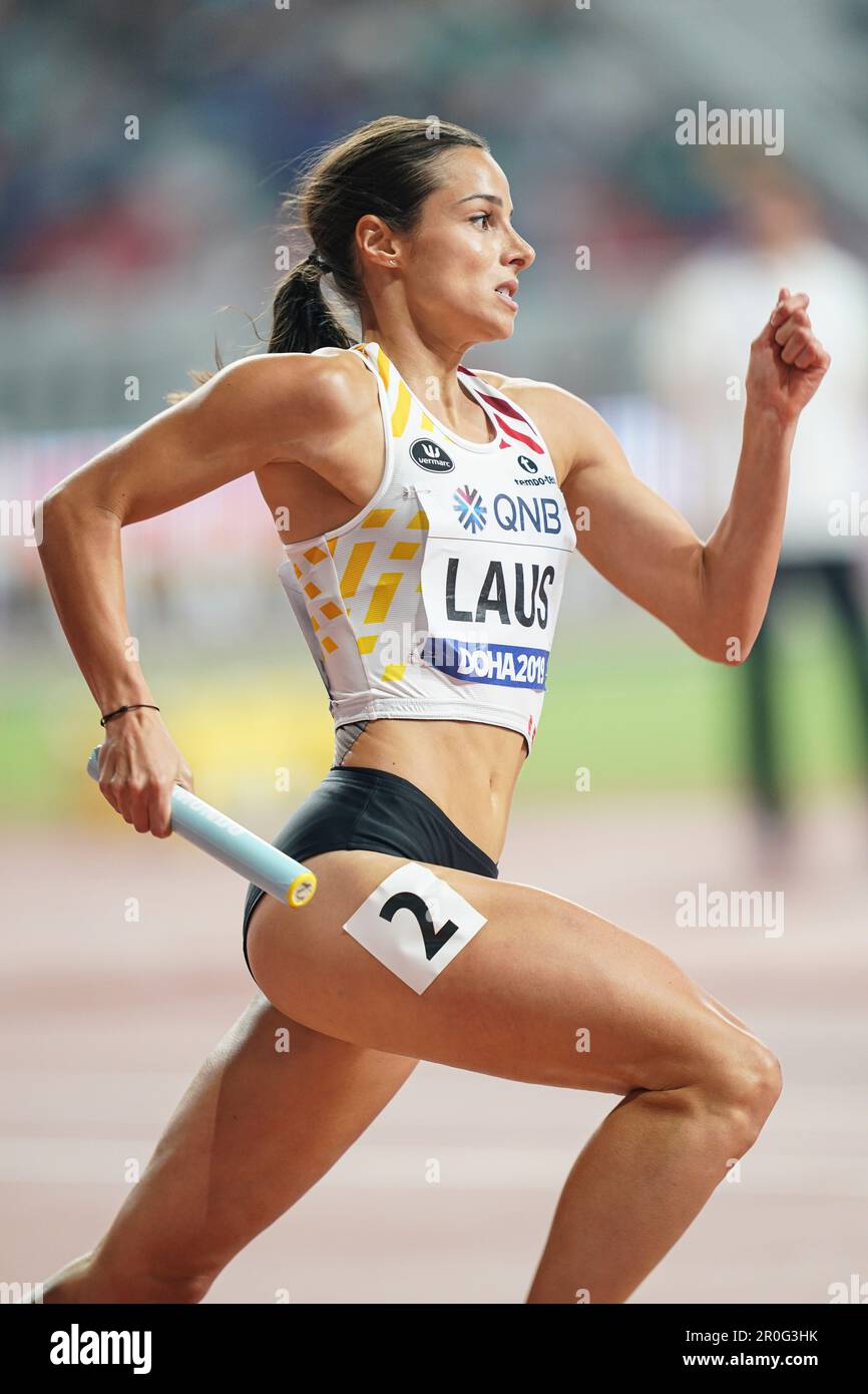 Camille LAUS running the 4x400m mixed at the 2019 World Athletics