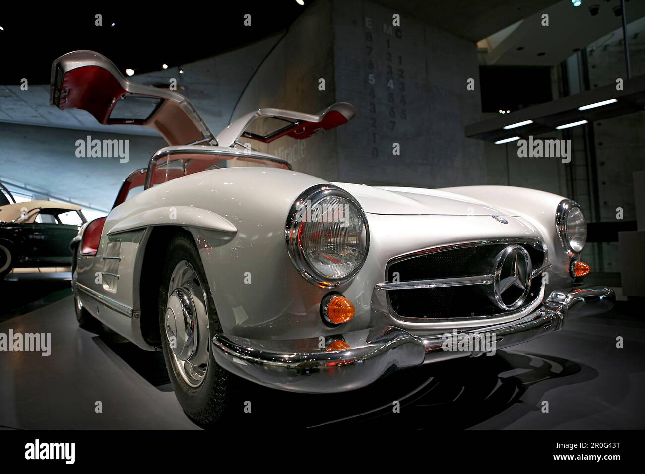 Mercedes Benz 300 SL Coupe, with gullwing doors, at Mercedes Benz