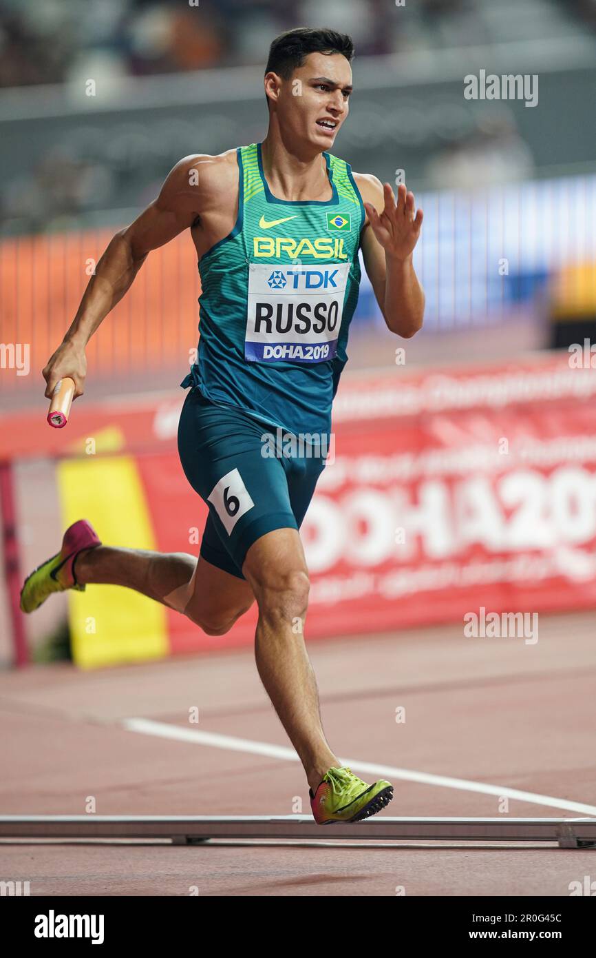 Alexander RUSSO running the 4x400m mixed at the 2019 World Athletics ...
