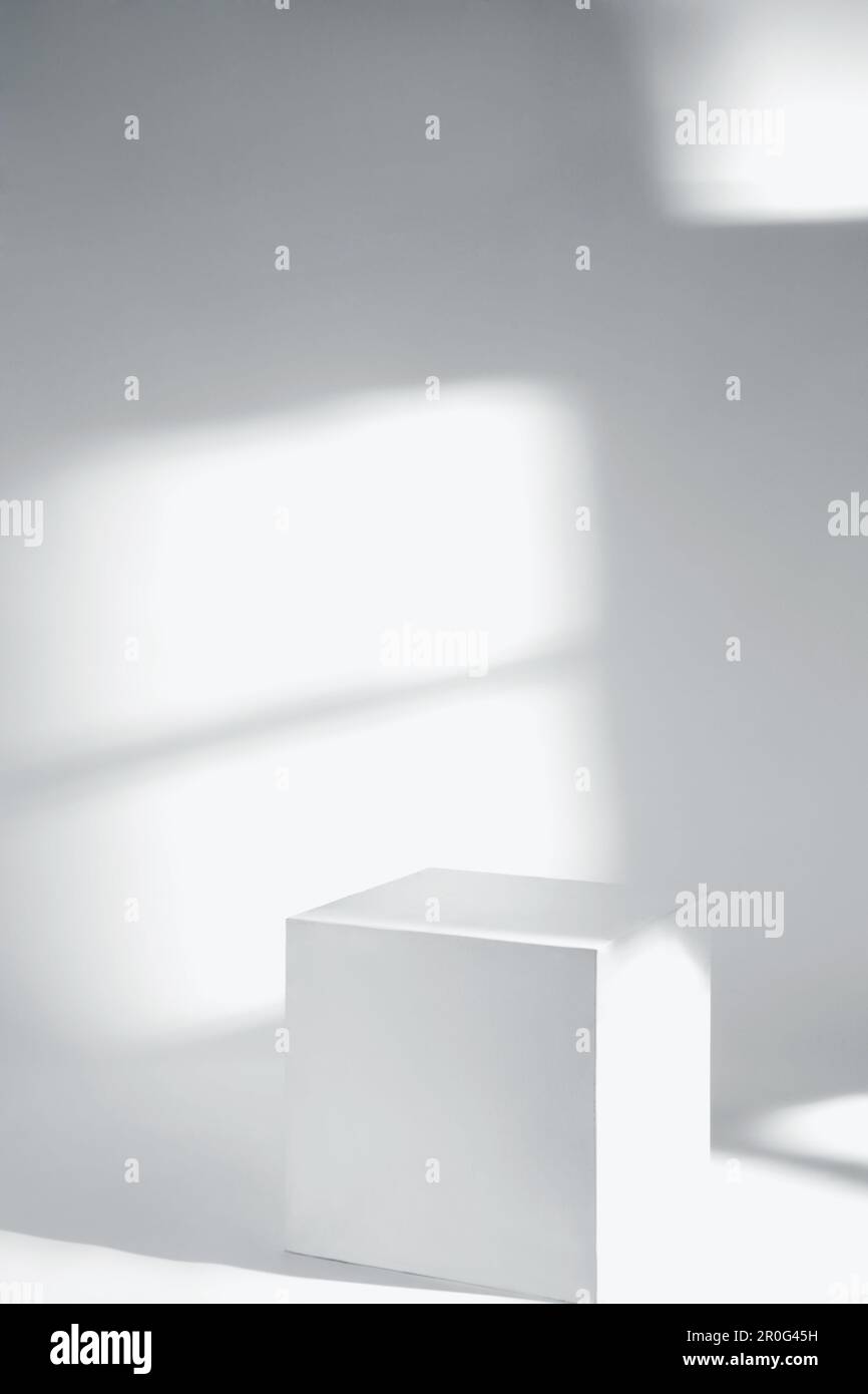 Minimal product display, white cube on white background and window ...