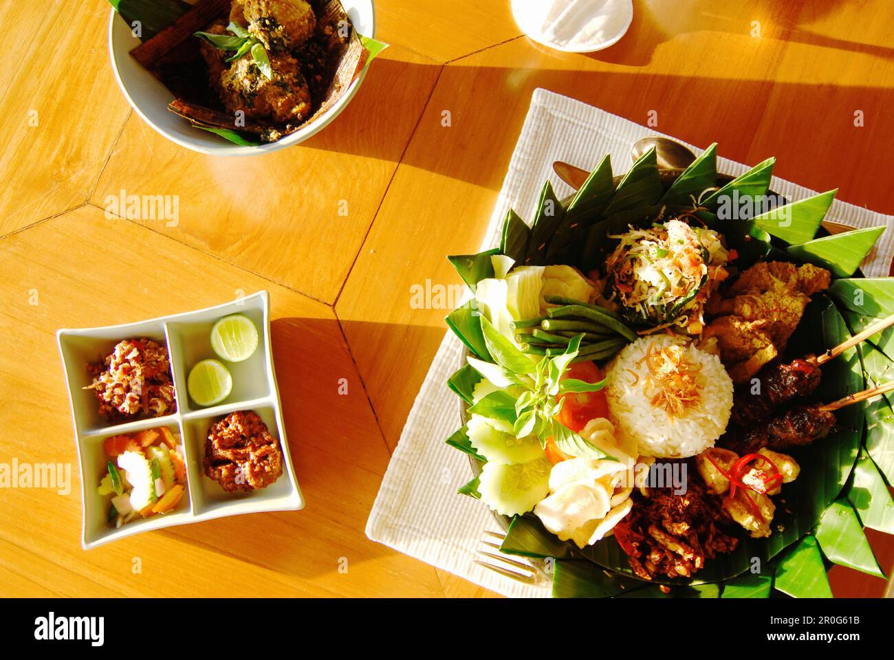 Nasi Campur, indonese breakfast at Amanusa Resort, Nusa Dua, Southern Bali, Indonesia, Asia Stock Photo