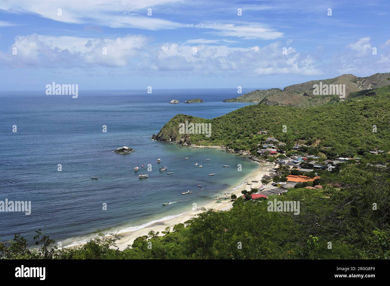 View over Playa Guayacan, Isla Margarita, Nueva Esparta, Venezuela Stock Photo