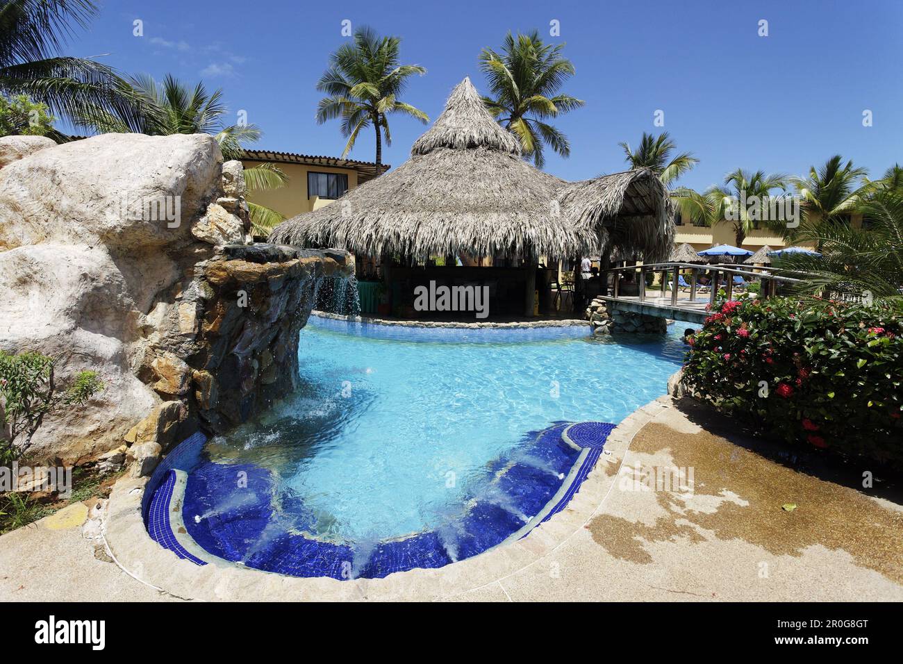 Poolbar, Hotel Pueblo Caribe, Playa el Tirano, Isla Margarita, Nueva Esparta, Venezuela Stock Photo