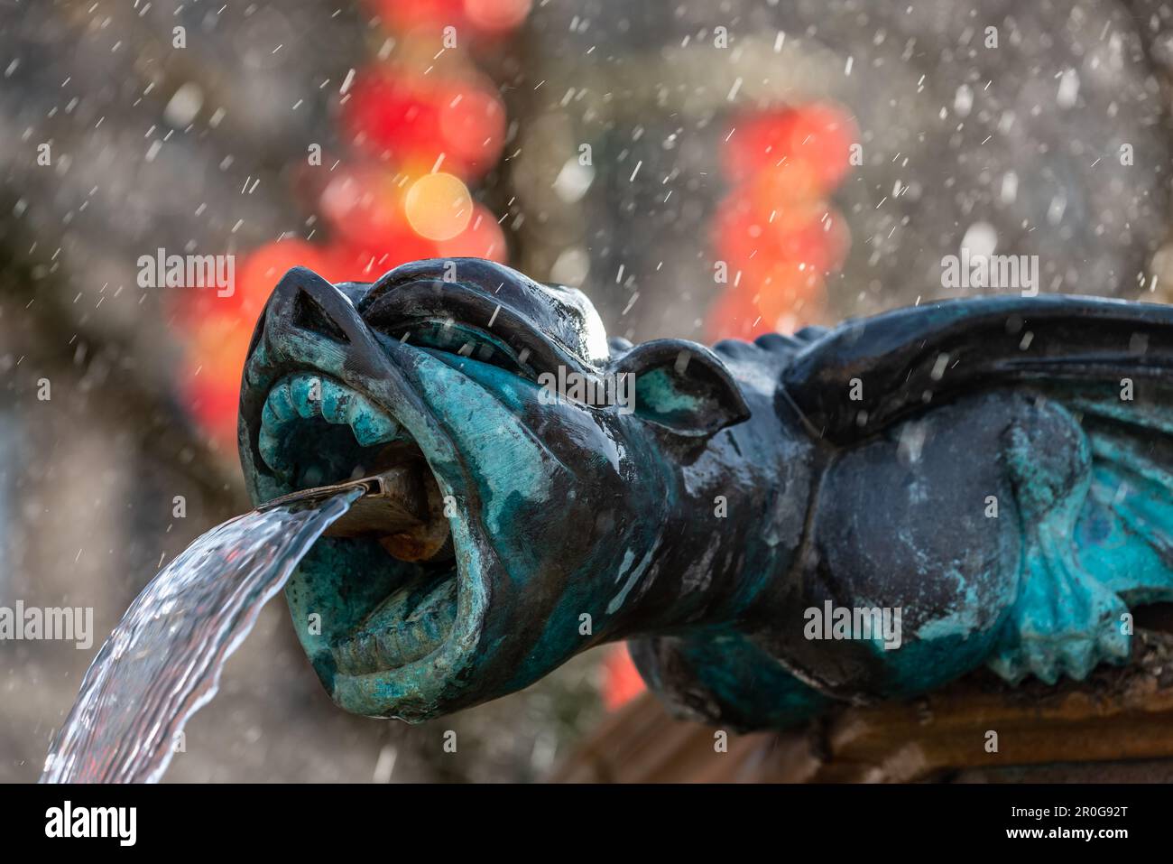 This is an image of gargoyle water fountain in Manchester City Centre, UK Stock Photo Alamy