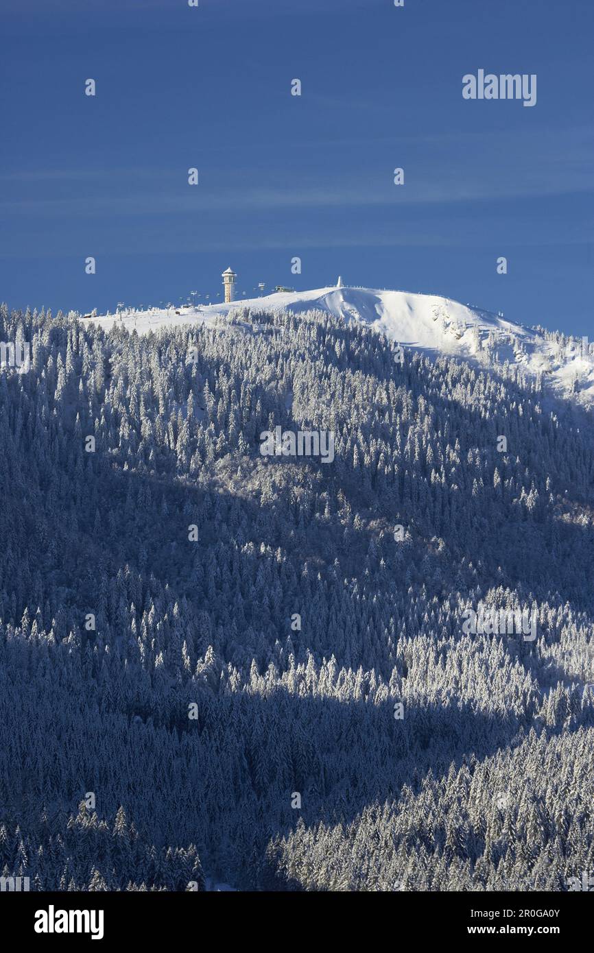 Snow covered Feldberg with Seebachtal, Black Forest, Baden-Wurttemberg, Germany Stock Photo