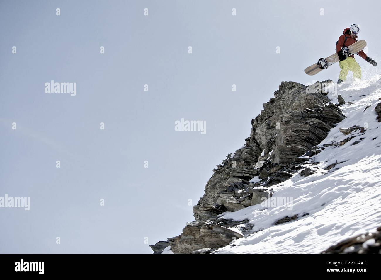Snowboarder ascending, Kappl, Tyrol, Austria Stock Photo