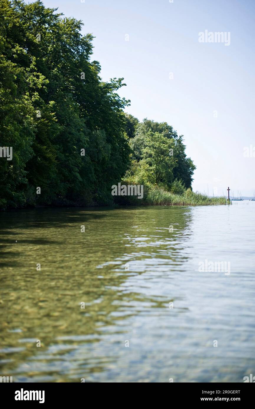 King-Ludwig II-Cross, Lake Starnberg, Berg, Upper Bavaria, Germany Stock Photo