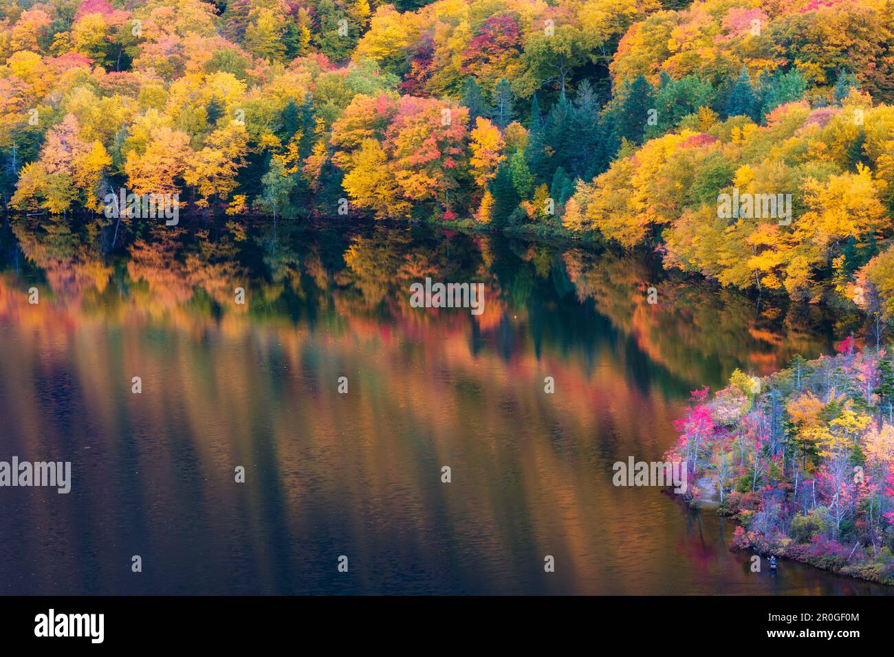 A stunning landscape of the majestic Artist Bluff Trail in autumn, Franconia, New Hampshire Stock Photo