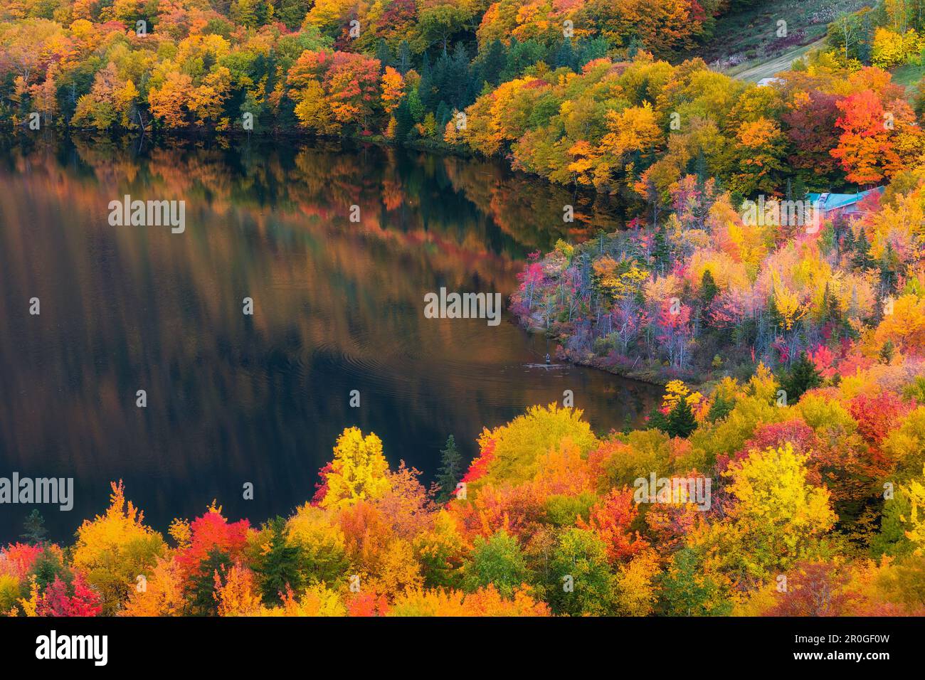 A stunning landscape of the majestic Artist Bluff Trail in autumn, Franconia, New Hampshire Stock Photo