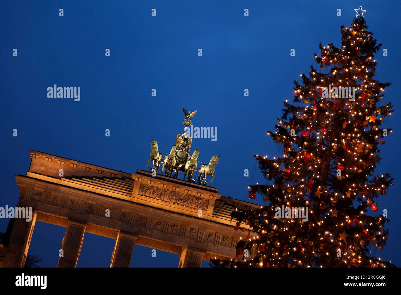 Christmas tree near Brandenburg Gate, Berlin, Germany Stock Photo Alamy