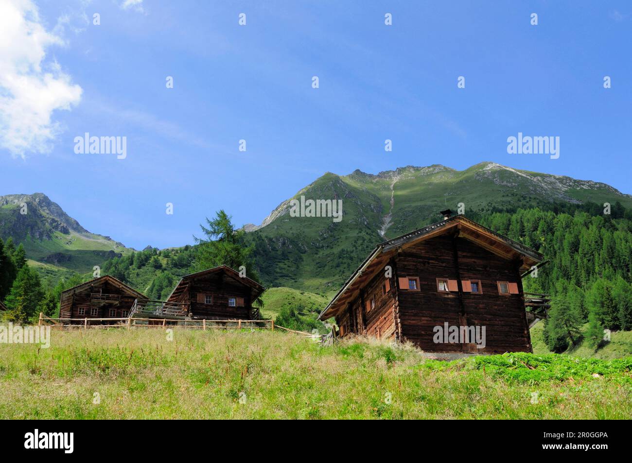 Alpine hut in the valley of Mullitztal, Lasoerling, valley of Virgental ...